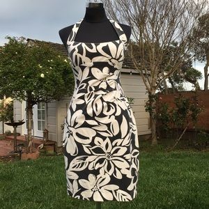 Vintage Cache White & Black Tropical Print Dress